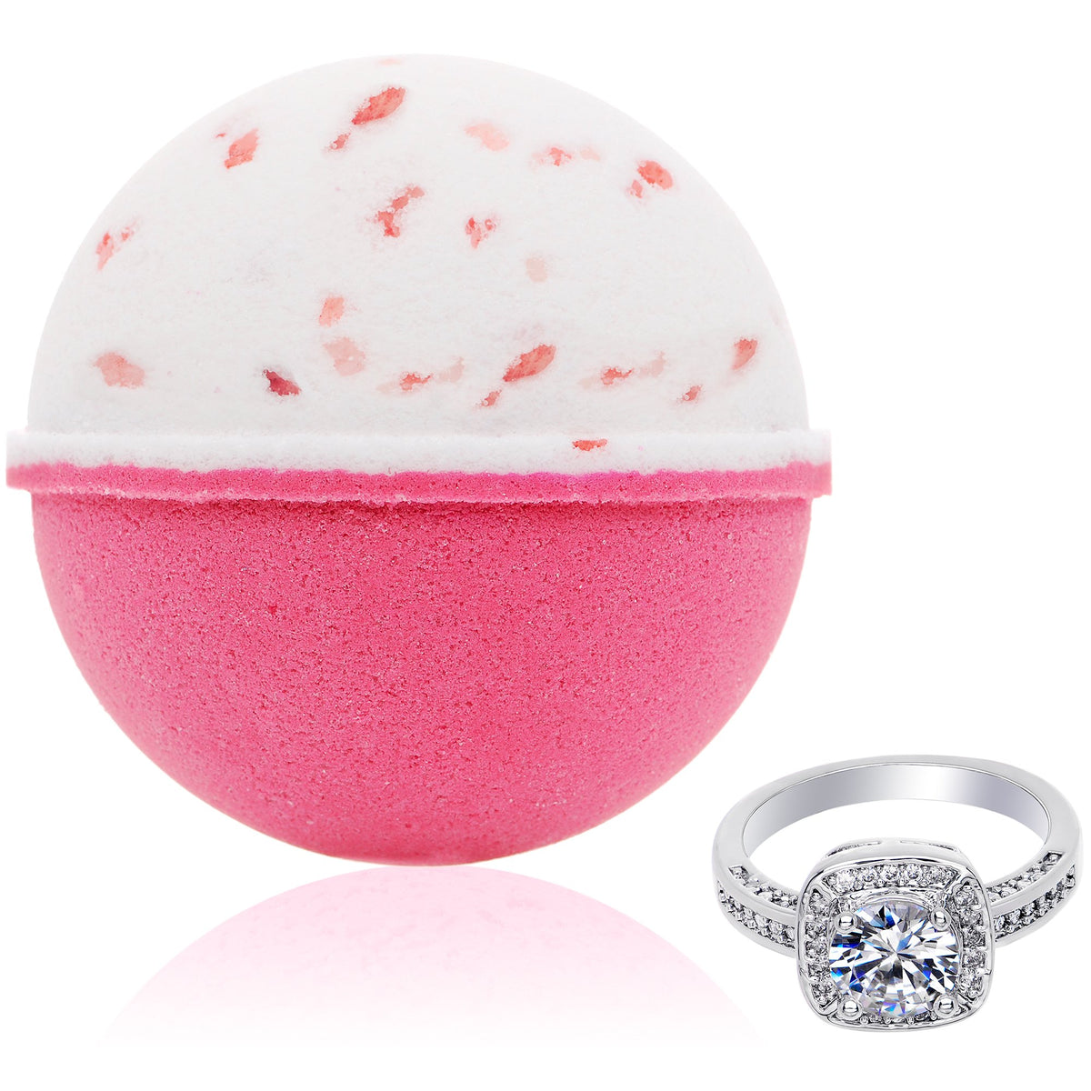 Jackpot Candles Bath Bomb front view with pink Himalayan sea salt