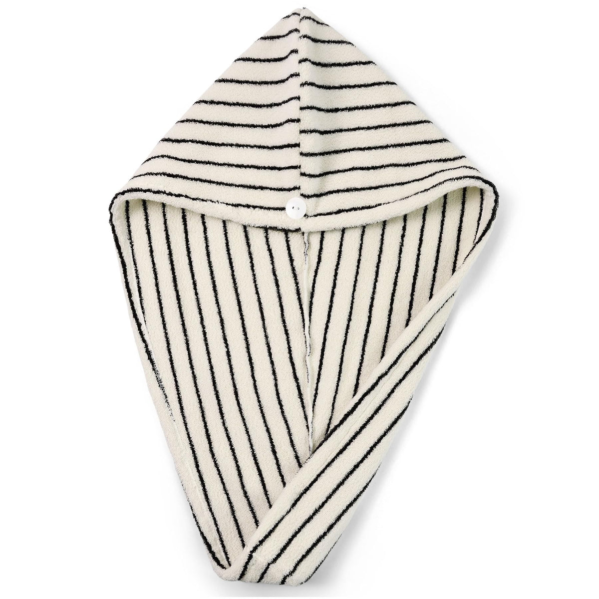 Jacquotha Cotton Hair Towel Wrap front view in black and white stripes