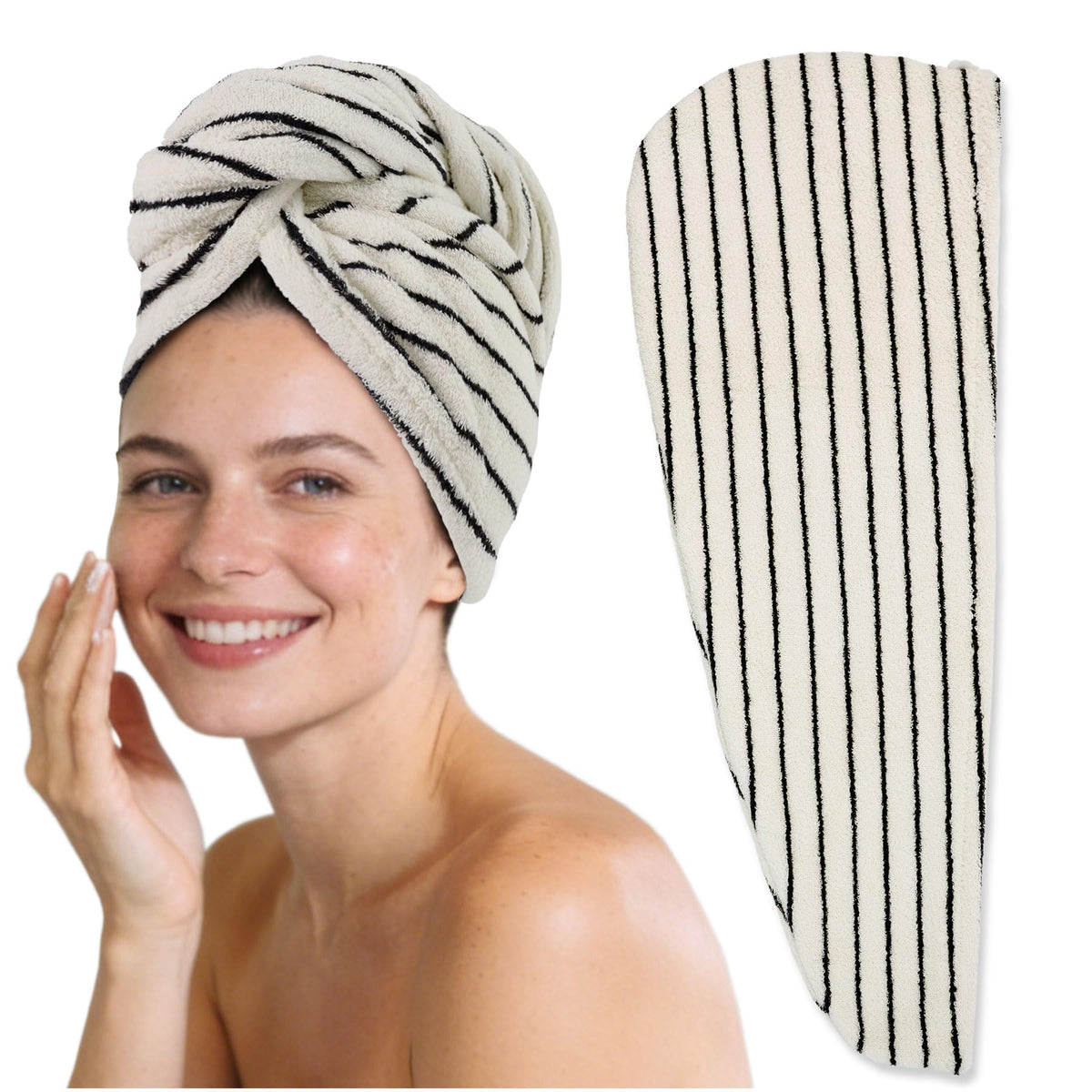 Jacquotha hair towel wrap in a travel bag
