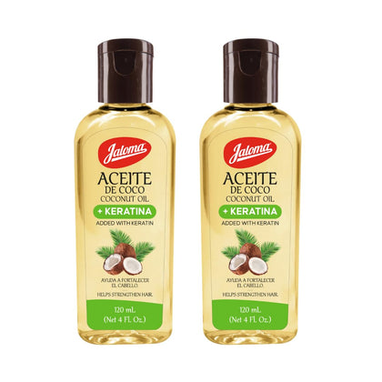 Jaloma Coconut Oil with Keratin front view of 4 oz bottle