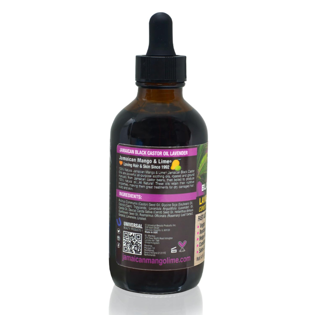 Jamaican Mango & Lime Black Castor Oil 4oz back view