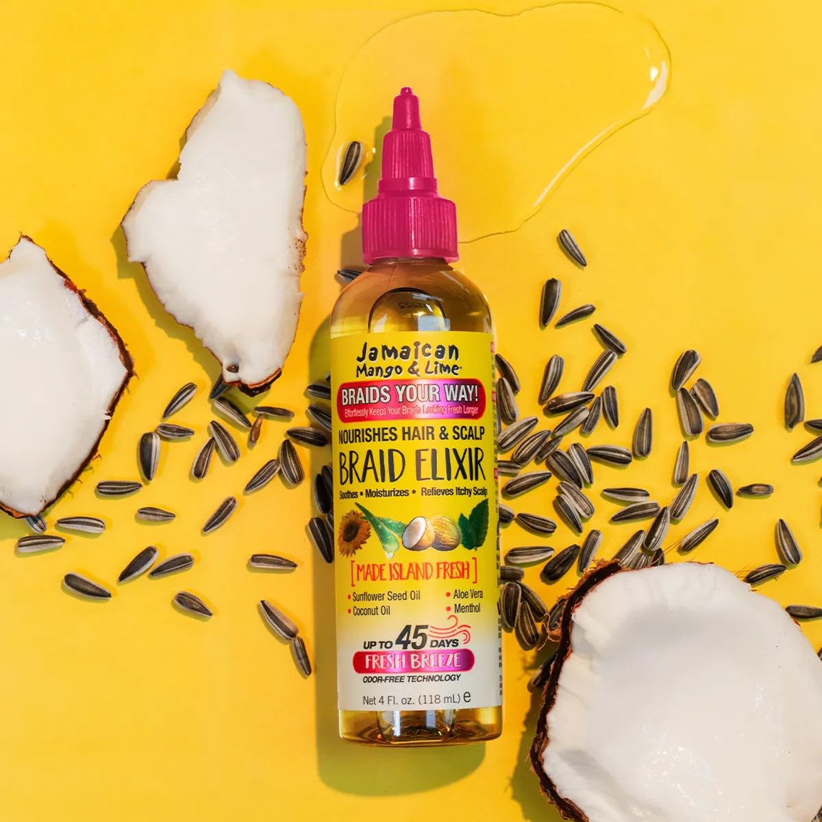 Jamaican Mango & Lime Braids Your Way Elixir packaging with ingredients