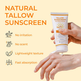 Jardient Beef Tallow Sunscreen SPF 50 back view with ingredients