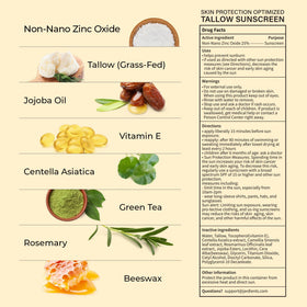 Jardient Beef Tallow Sunscreen SPF 50 with beach accessories