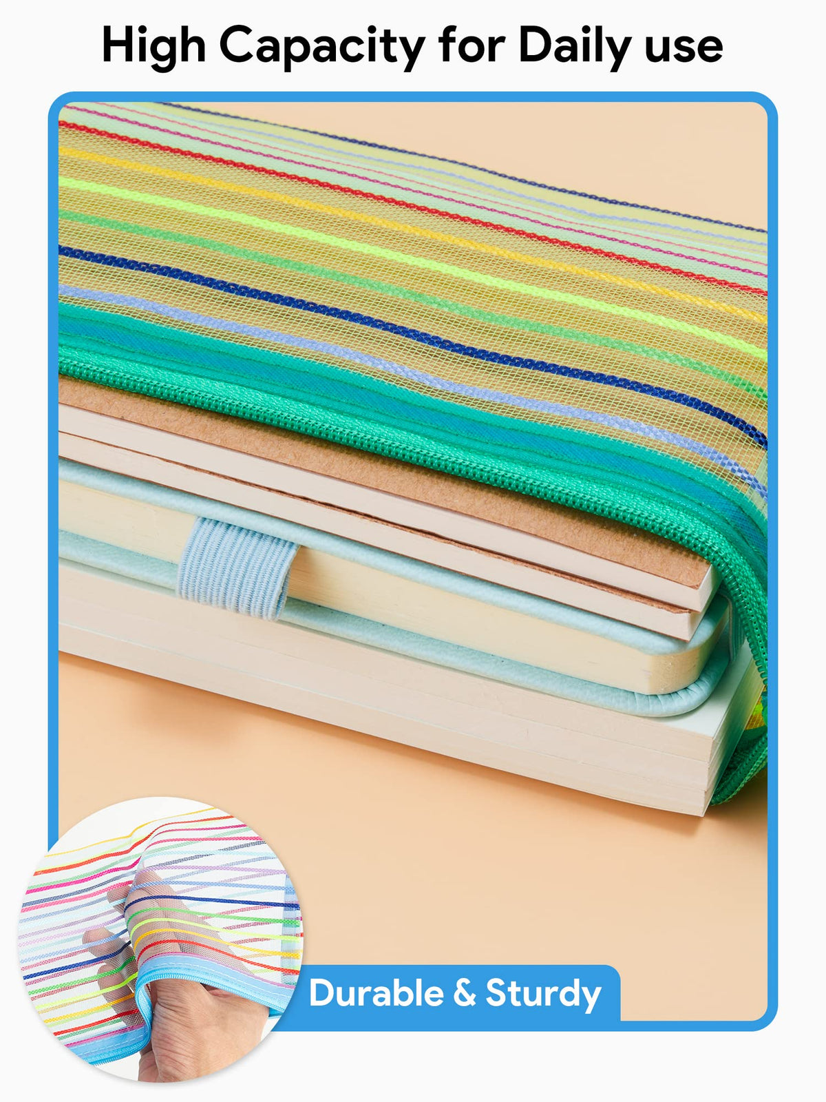 JARLINK mesh pouch in pink with stationery inside