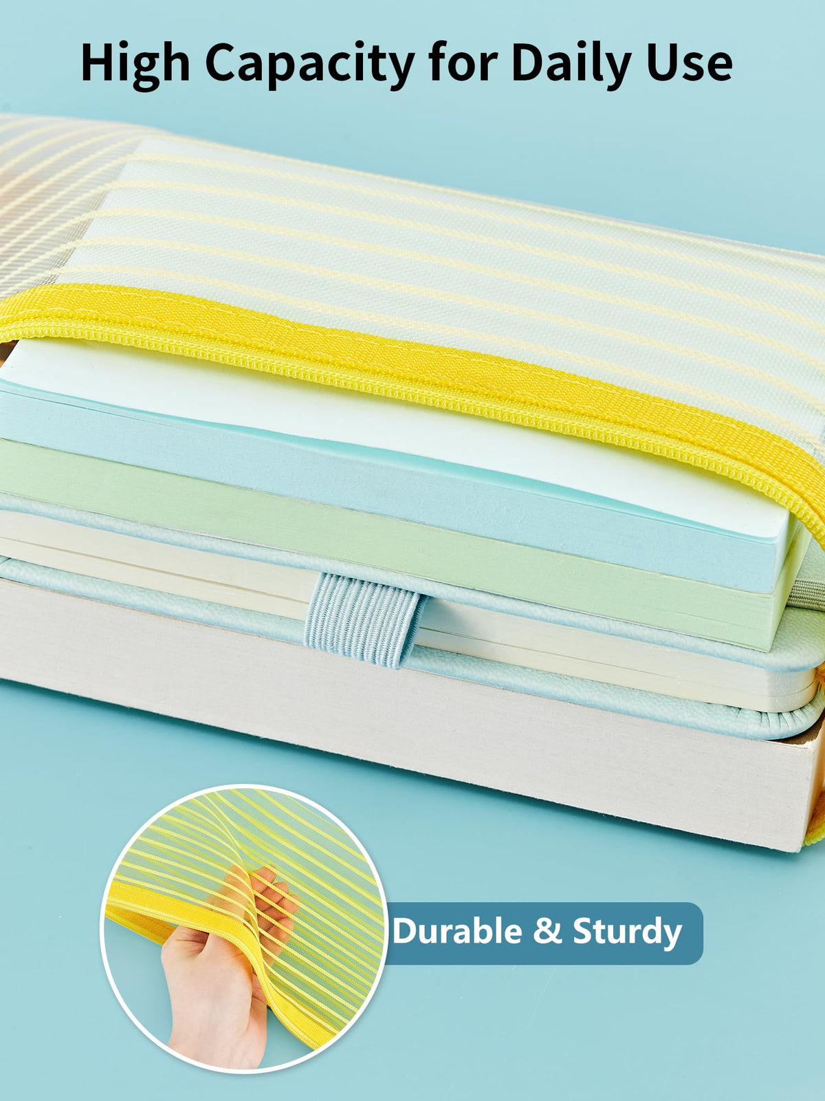 JARLINK Zipper Mesh Pouch featuring pink and yellow pouches