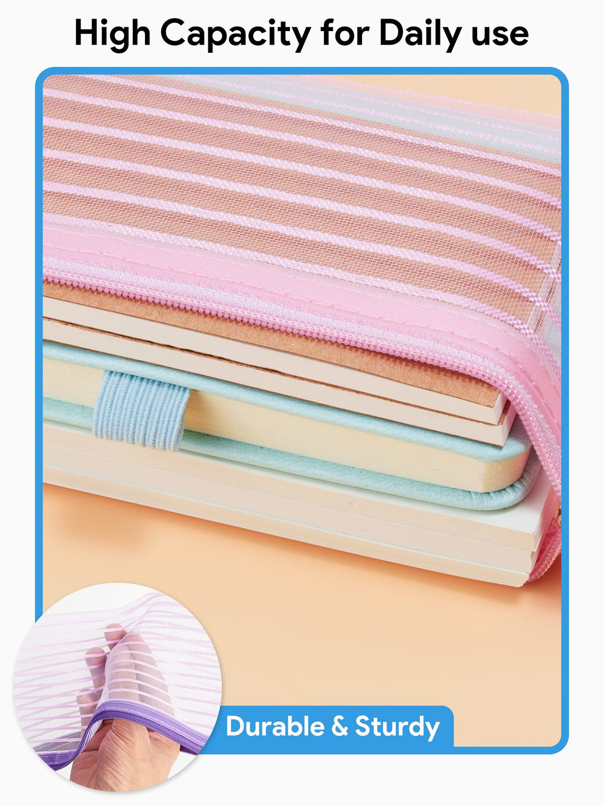 JARLINK Zipper Mesh Pouch stacked for storage