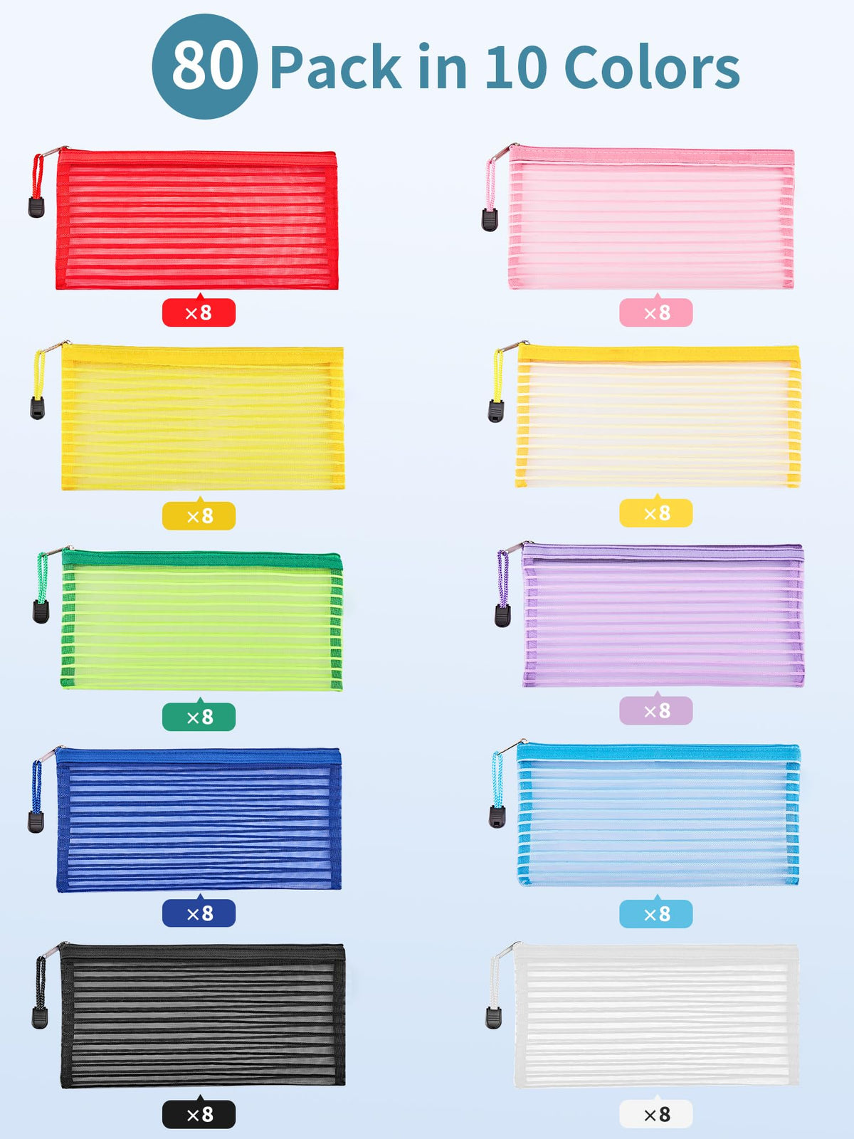 JARLINK Zipper Mesh Pouch with green and orange pouches