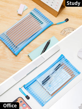 JARLINK Zipper Mesh Pouch with school supplies