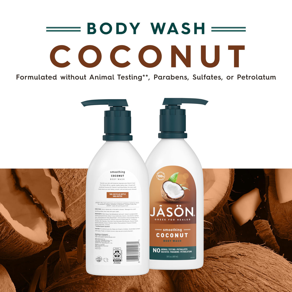JASON Coconut Smoothing Body Wash bottle with coconut and shea butter