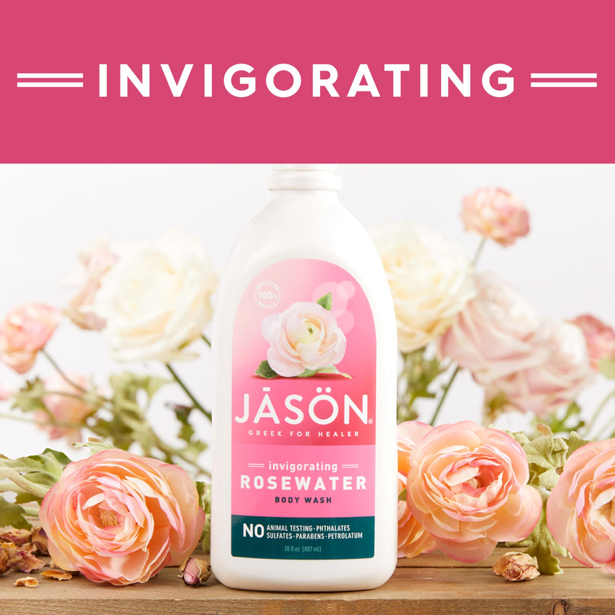 JASON Rosewater Invigorating Body Wash back label view