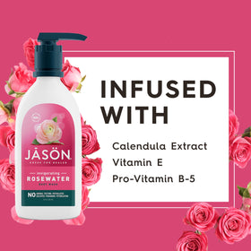 JASON Rosewater Invigorating Body Wash in shower setting