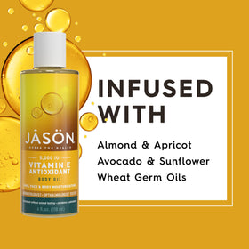 JASON Vitamin E Body Oil with ingredients displayed