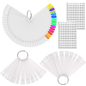 JASSINS 150 Pcs Nail Swatch Sticks with ring and transparent fan boards