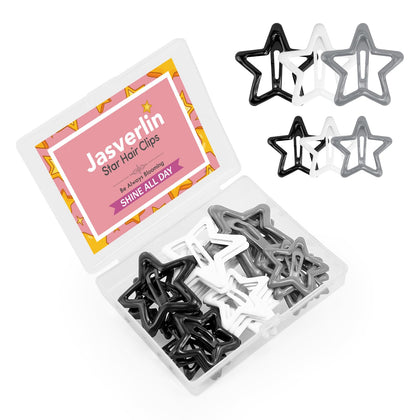 JASVERLIN Black Star Snap Hair Clips front view