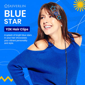 JASVERLIN Blue Star Snap Hair Clips displayed in a vibrant arrangement
