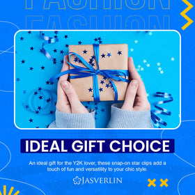 JASVERLIN Blue Star Snap Hair Clips in packaging