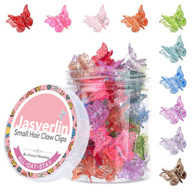 JASVERLIN Glitter Butterfly Hair Claw Clips assorted colours front view