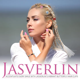 JASVERLIN Glitter Butterfly Hair Claw Clips in use for a trendy hairstyle
