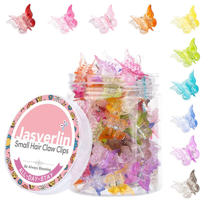JASVERLIN Gradient Mini Butterfly Hair Claw Clips assorted colours front view