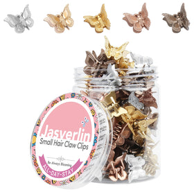JASVERLIN Mini Butterfly Hair Clips assorted metallic colours front view