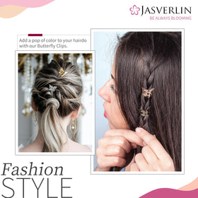 JASVERLIN Mini Butterfly Hair Clips in copper colour close-up
