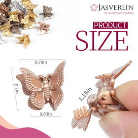 JASVERLIN Mini Butterfly Hair Clips in gold colour close-up