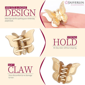 JASVERLIN Mini Butterfly Hair Clips in organiser container