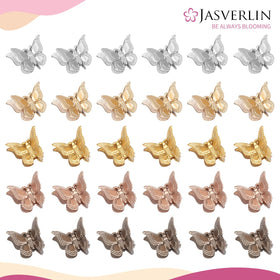 JASVERLIN Mini Butterfly Hair Clips in silver colour close-up
