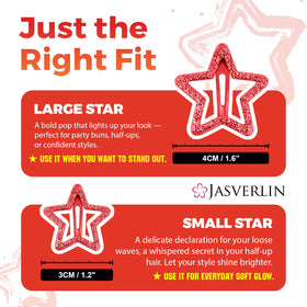 JASVERLIN packaging of red star hair clips