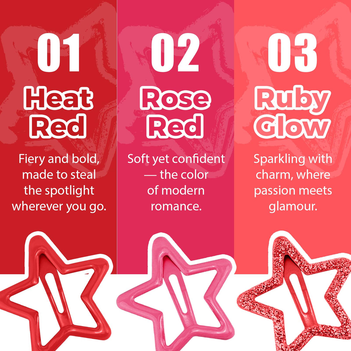 JASVERLIN red star clips showing snap-on design