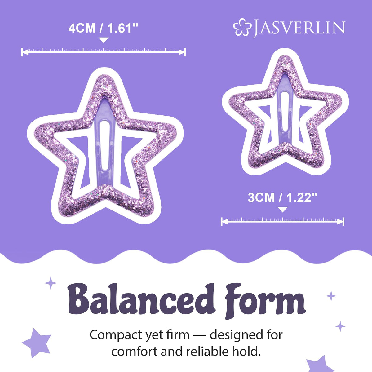 JASVERLIN star hair clips on a stylish bag
