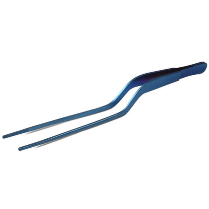 JB Prince Blue Offset Fine Tip Tweezer 7.8 inches front view