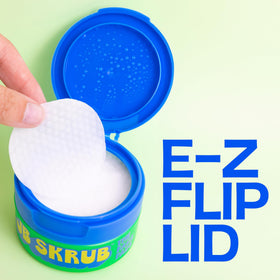 JB SKRUB Acne Face Wipes on a bathroom counter