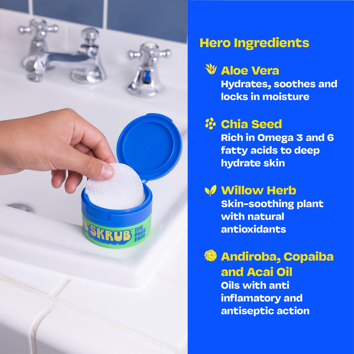 JB SKRUB Acne Face Wipes with Aloe Vera ingredient