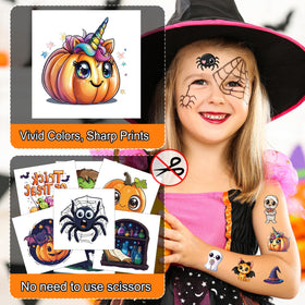 JCFIRE Halloween temporary tattoos displayed in a goodie bag