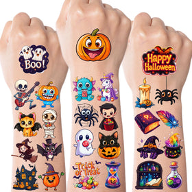 JCFIRE Halloween temporary tattoos for kids featuring pumpkins and ghosts