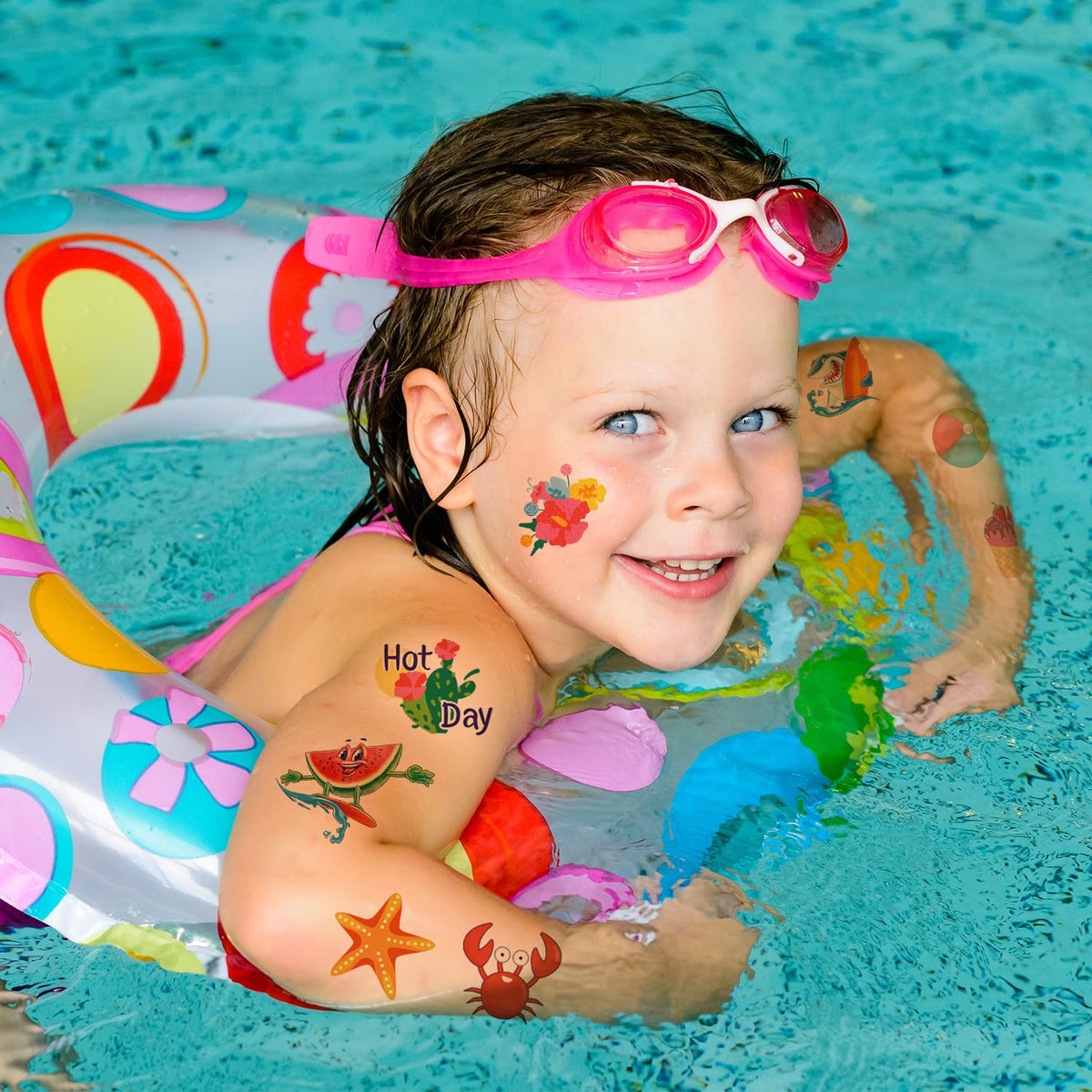JCFIRE temporary tattoos featuring beach and luau designs