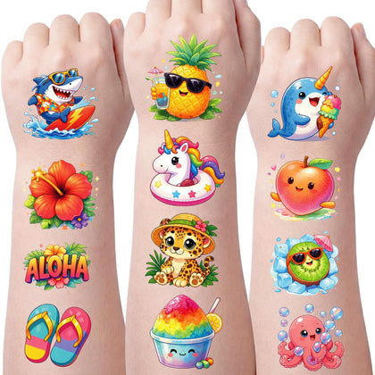 JCFIRE Temporary Tattoos for Kids and Adults with vibrant summer designs