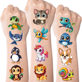 JCFIRE temporary tattoos for kids featuring animal designs