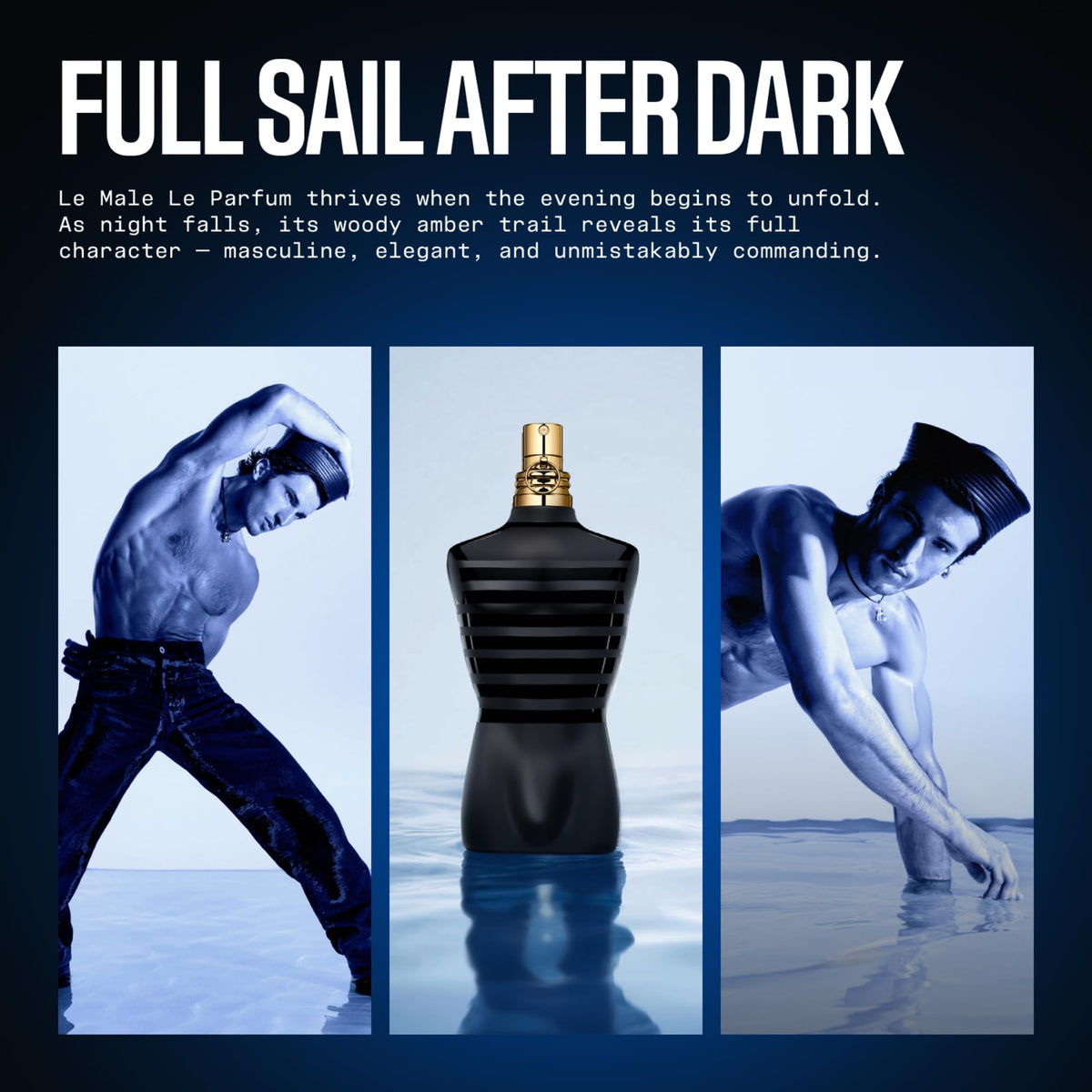 Jean Paul Gaultier Le Male Le Parfum bottle with tin packaging
