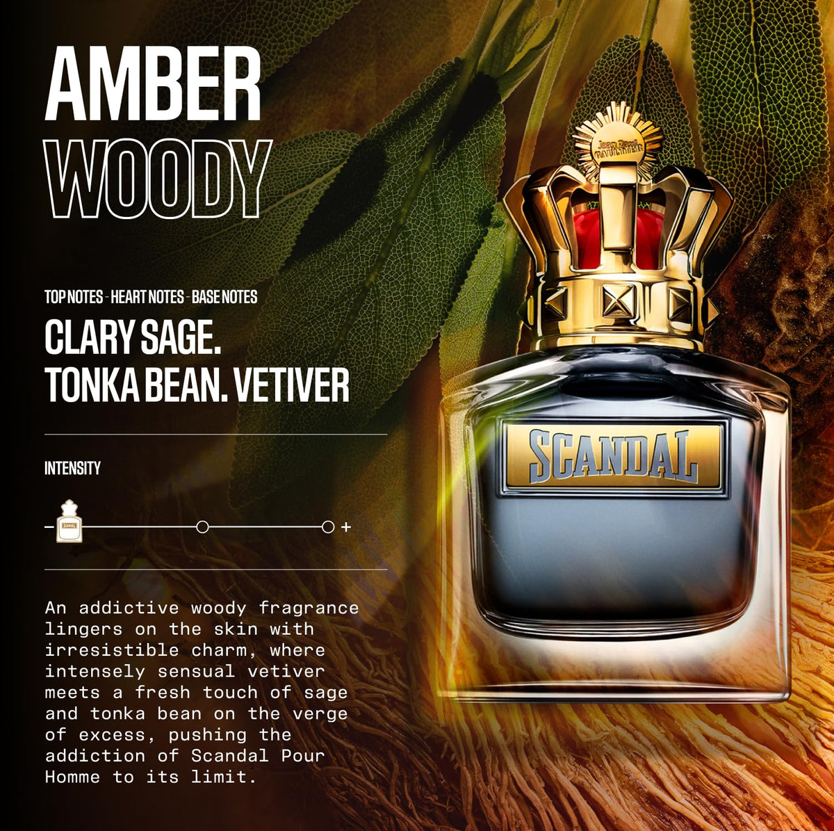Jean Paul Gaultier Scandal Pour Homme side view showcasing the bottle design