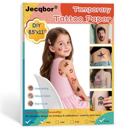 Jecqbor Printable Temporary Tattoo Paper front view