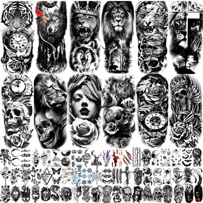 JEEFONNA 82 sheets temporary tattoos display including various designs
