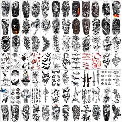 JEEFONNA Halloween Temporary Tattoos 82 sheets featuring scary designs