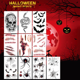 JEEFONNA temporary tattoos displayed on skin for Halloween costume