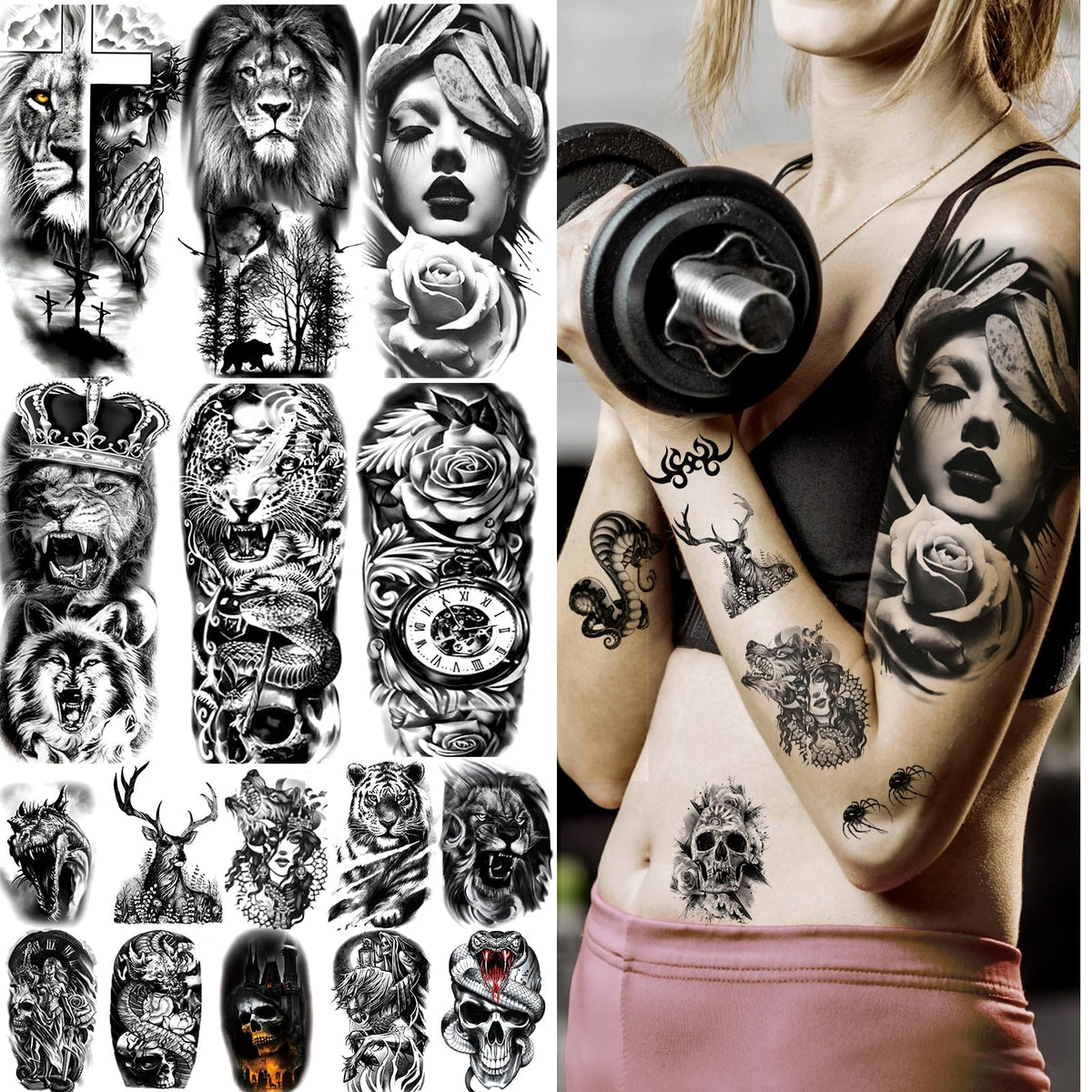 JEEFONNA temporary tattoos packaging showing contents