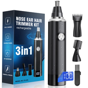 JEETIF Nose Hair Trimmer with three interchangeable heads