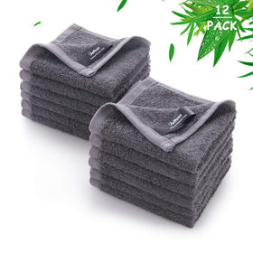 JEFFSUN Face Washcloths 12 Pack grey towels front view