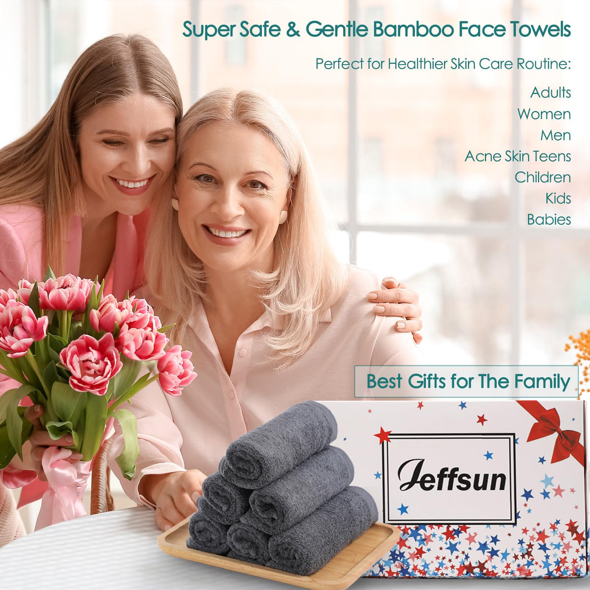 JEFFSUN Face Washcloths displayed in bathroom setting